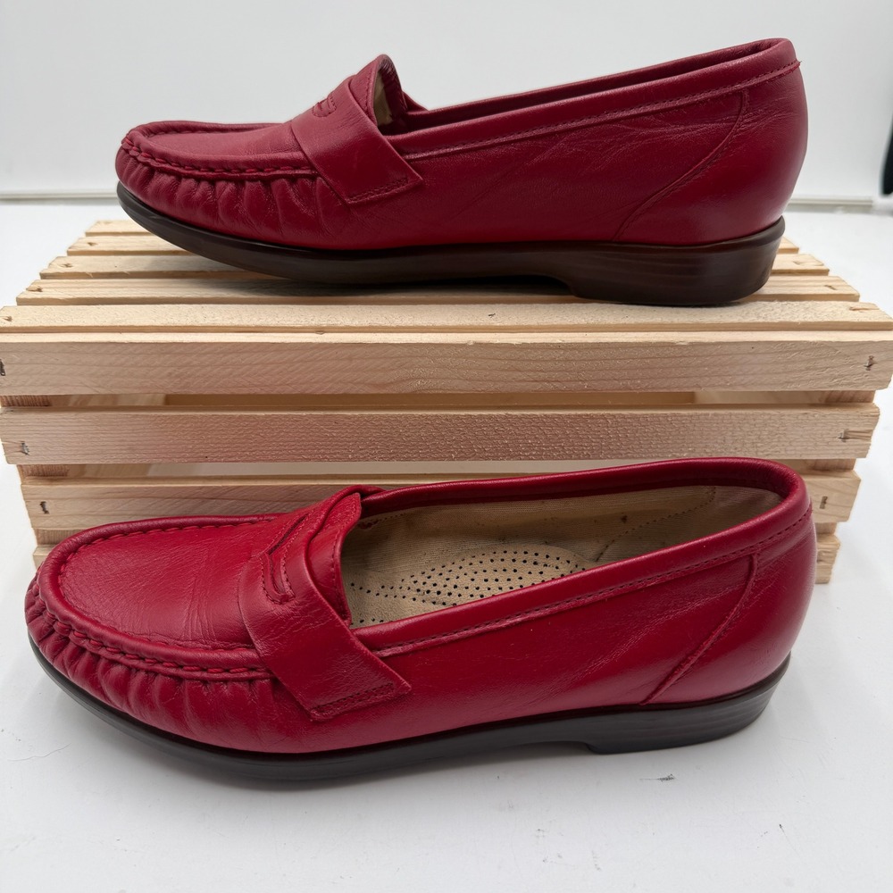 SAS Penny Loafers Tripad Comfort Vintage Red Leather Women's Size 6 W